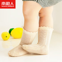 南极人 Nanjiren 婴儿袜子新生儿彩棉网眼袜儿童棉质地板袜宝宝袜子男女童春夏季袜子3双装S