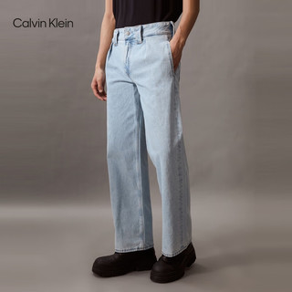 Calvin Klein【田柾国同款】 Jeans24春夏男褶裥腰边纯棉宽松牛仔裤J325770 1AA-牛仔浅蓝 28