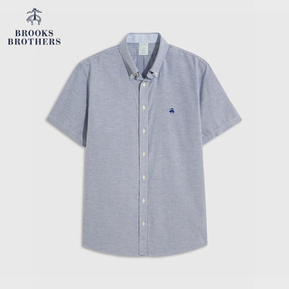 布克兄弟（BrooksBrothers）男士24春夏修身版免烫牛津纺纯色短袖休闲衬衫 4004-灰色 L