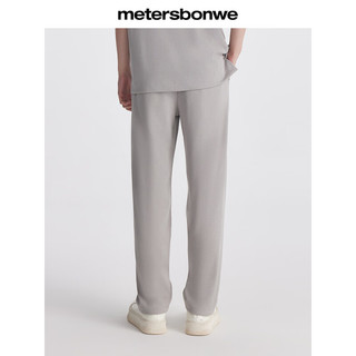 美特斯邦威（Meters Bonwe）男休闲裤2024夏季舒适竖条纹直筒垂感抽绳针织长裤 亮白色 165/72A/S