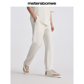 美特斯邦威（Meters Bonwe）男休闲裤2024夏季舒适竖条纹直筒垂感抽绳针织长裤 浅灰色 170/76A/M