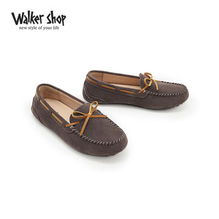 Walker Shop奥卡索豆豆鞋女休闲舒适懒人一脚蹬平底鞋C131016 灰棕色 38 