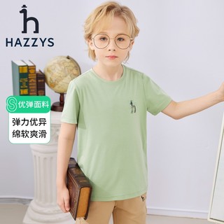 HAZZYS哈吉斯童装夏男女童简约时尚舒适柔软不易变形T恤 玻璃蓝 155