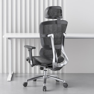 有谱FLY A200电脑椅人体工学椅护腰家用舒适久坐老板椅子办公椅 黑框灰网+脚踏