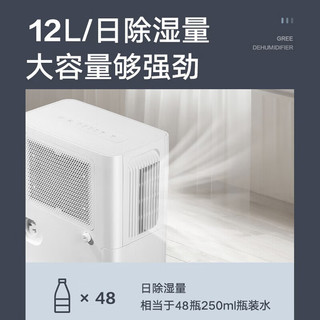 GREE 格力 除湿机抽湿机除湿器 家用智能控制 卧室客厅车库厂房干燥环境 12L/天 2-20㎡ DH12EOA2A