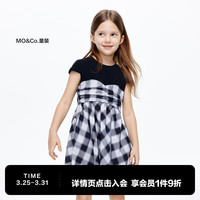 little MO&Co.little moco童装24夏装女童假两件格纹短袖连衣裙KBD2DRS027 黑白格色 120/60