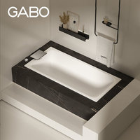 GABO 观博 家用成人高分子人造石嵌入式长方形小户型薄边浴缸K8634
