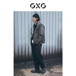 GXG 奥莱 22年男装 潮流休闲黑色翻领短款羽绒服男士服 冬季新款
