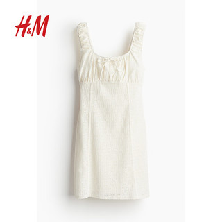 H&M2024夏季女装紧身胸衣式汗布迷你连衣裙1219989 奶油色 155/80A