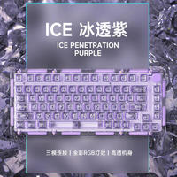 AKKO  ICE 75全透明冰块机械键盘RGB灯光三模蓝牙热插拨客制化游戏 ICE75紫色-三模-V3 防尘 水晶轴