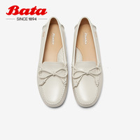 Bata 拔佳 2024春新英伦羊皮软底一脚蹬乐福鞋8581DAA4