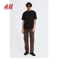 H&M HM男女同款T恤2024夏季新款重磅纯棉打底衫休闲短袖男上衣0608945