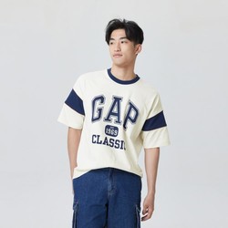 Gap 盖璞 男装夏季LOGO落肩短袖T恤841967休闲上衣