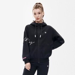 FILA 斐乐 女装宽松日常休闲简约运动外套女舒适针织连帽外套