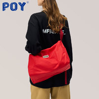 POY ® 运动包斜挎包红色女单肩包大容量托特包健身包潮大学生背包