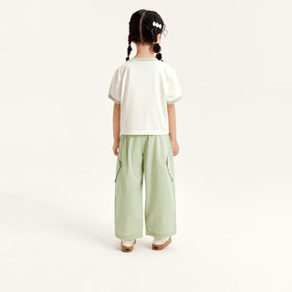 迷你巴拉【亲子·速干小魔纤】女童短袖套装夏季凉感抑菌套装 灰白10810 130cm