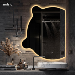 nolsia 不规则智能镜led异形创意小熊浴室镜挂墙洗脸台梳妆镜子壁挂带灯