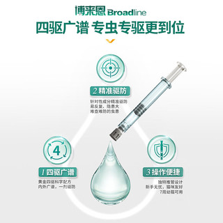 Broadline 博来恩 Broad line）猫体内外同驱虫福来恩猫体内体外驱虫滴剂跳蚤蜱虫蛔虫药品-黄金四驱小推管 S号2.5kg以下幼猫单支装