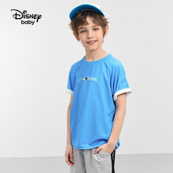 Disney 迪士尼 童装儿童t恤男女童短袖夏季新款休闲打底衫宝宝上衣婴儿夏装 克莱因蓝-男 130cm