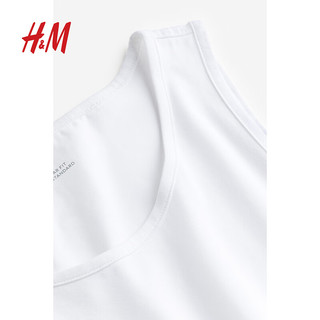 H&M 男装背心2件装夏季标准版型休闲弹力圆领棉质汗布背心0649098 黑色 170/92A