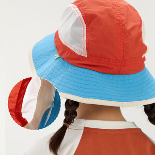 papa【走秀同款】爬爬夏儿童帽子男女童网眼户外遮阳透气渔夫帽 蓝色 帽围：50cm
