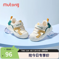 Mutong 牧童 童鞋男宝宝学步鞋24夏季机能鞋镂空透气软底婴儿鞋女 果桔绿 20