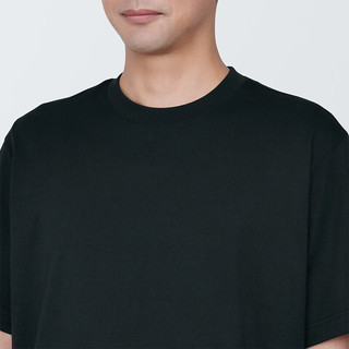 MUJI 無印良品 无印良品 MUJI 男式 天竺织圆领短袖T恤男士打底衫男款夏季AB1MIA4S 黑色 L (175/100A)