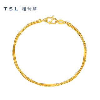 谢瑞麟（TSL）5G黄金手镯女款简约双层链足金镯子XK570 约6.2g