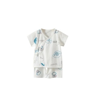 夏0-3月婴儿纯棉套装宝宝短袖上衣短裤两件套