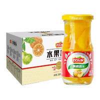 88VIP：HUANLEJIA 欢乐家 糖水混合水果罐头256g*12罐黄桃橘子雪梨杂果整箱 玻璃瓶装