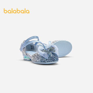 巴拉巴拉女童公主鞋儿童凉鞋夏2024鞋子甜美水晶 蓝色调00388 28码