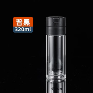 TiaNXI 天喜 一键开盖双层防烫玻璃杯 2024新款茶水分离泡茶杯 黑色 320ml