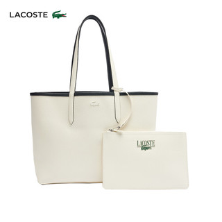 LACOSTE法国鳄鱼女包24年经典大容量双面托特包NF4541AS N33/黑色/白色