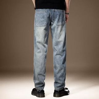 FAGEDU 法格杜 春秋高棉高品质重磅弹力直筒牛仔长裤