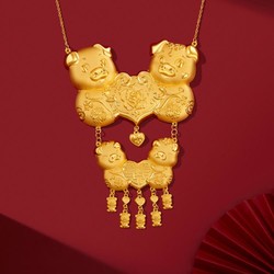 LUKFOOK JEWELLERY 六福珠宝 黄金项链囍爱系列如意福猪足金