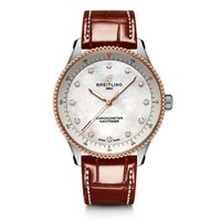 BREITLING 百年灵 航空计时系列石英32镶钻时标珍珠母贝皮带女手表瑞士表