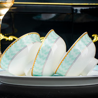 景德镇陶瓷碗家用防烫高脚碗米饭碗面碗简约轻奢 蓝蔚 4.5英寸 5个 高脚碗