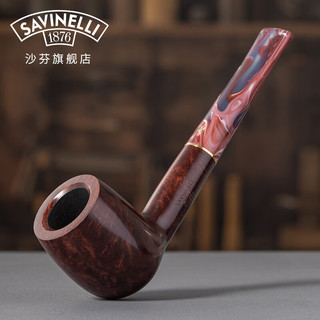 沙芬（SAVINELLI）手工石楠木烟斗全套128中号直式斗6毫米过滤嘴意大利男士烟斗 【直斗128型直式中号】葡萄园NEW