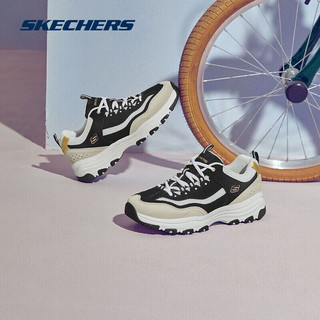 SKECHERS 斯凯奇 黑白金Skechers透气老爹鞋复古增高休闲运动鞋子男女情侣同款