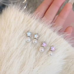 kose高丝韩系精致可爱小星星珍珠耳环轻奢时尚百搭耳钉小众设计感耳饰