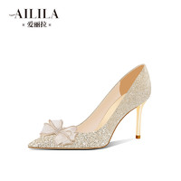 爱丽拉法式结婚鞋女2024新款春季香槟色禾主秀婚纱两穿新娘高跟鞋