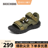 SKECHERS 斯凯奇 魔术贴凉鞋子男户外894231橄榄色/黑色557 42