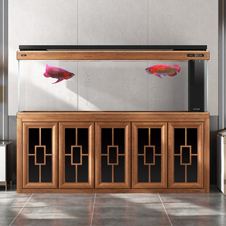 德克（D&A）龙殿系列大型专业龙鱼缸客厅家用落地超白玻璃生态底滤智能水族箱 红酸枝（专业款） 176x68x165cm