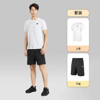 SKECHERS 斯凯奇 夏季速干运动套装男户外运动服吸湿透气短袖短裤套装男