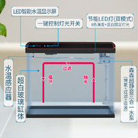 SUNSUN 森森 桌面超白玻璃小鱼缸免换水生态客厅小型新款水族箱金鱼缸