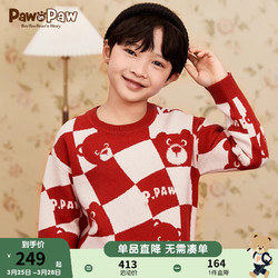Paw in Paw PawinPaw卡通小熊童装20男女童针织圆领毛衣 20/红色 150