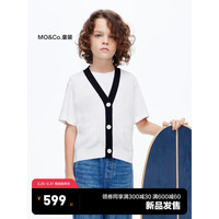 little MO&Co.little moco童装24夏女童无袖背心马甲V领针织开衫KBD2SWT002 本白色 160/76