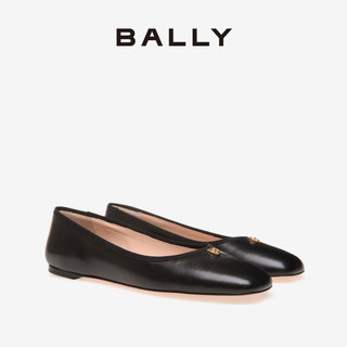 BALLY巴利24春夏Ballyrina黑色皮革底女士芭蕾鞋6306444 黑色 39