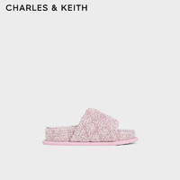 CHARLES&KEITH24春季CK1-70381026爱心外穿厚底一字拖 粉红色Pink 35