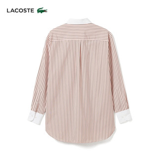 LACOSTE法国鳄鱼女装24年时尚百搭拼色翻领条纹长袖衬衫CF6951 IS0/淡粉色 38 /165